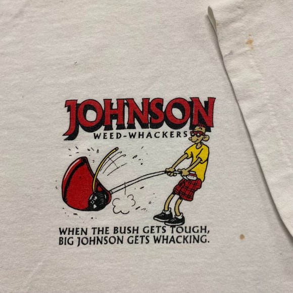 Vintage 90s Big Johnson Weed Whacker Single Stitch Funny Tee - Picture 3 of 7